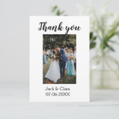 Foto moderne elegante eenvoudige bruiloft dank u bedankkaart (Staand voorkant)
