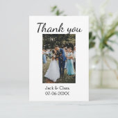 Foto moderne elegante eenvoudige bruiloft dank u bedankkaart (Staand voorkant)