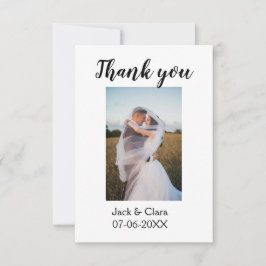 Foto moderne elegante eenvoudige trouwhart dank je bedankkaart