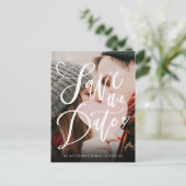 Foto Moderne Elegante Script Save the Date Briefkaart (Staand voorkant)