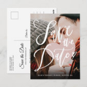 Foto Moderne Elegante Script Save the Date Briefkaart (Voorkant / Achterkant)