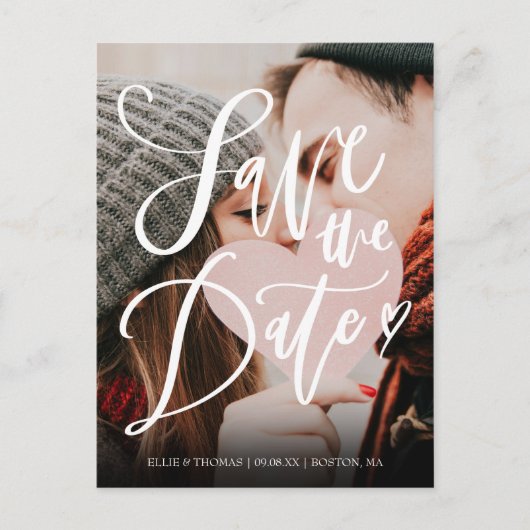 Foto Moderne Elegante Script Save the Date Briefkaart (Voorkant)