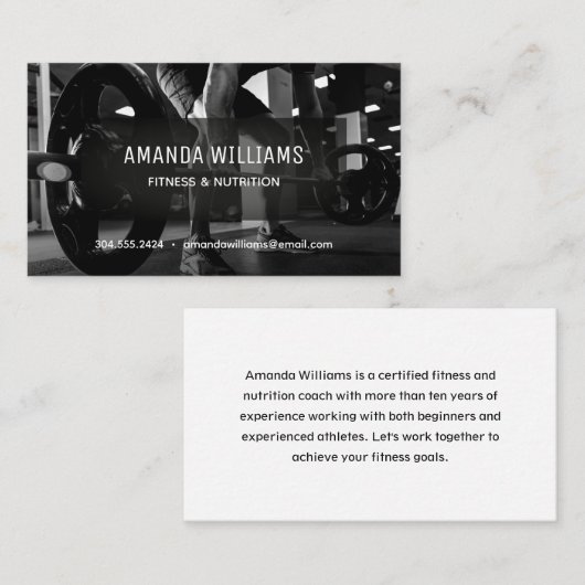 Foto moderne fitnesstrainer visitekaartje (Voorkant / Achterkant)