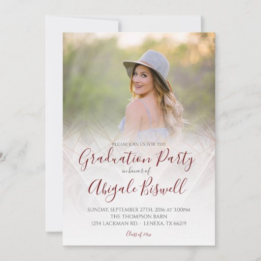 Foto Moderne Geometrische Roos Afstudeer Aankondig Kaart (Voorkant)