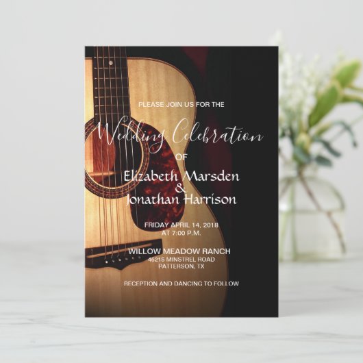 Foto Moderne Gitaar Muzikaal Muzikant Trouwdag Kaart (Staand voorkant)