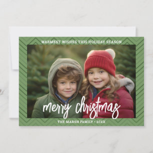 Foto Moderne Groene Chevron Rand Zalig Kerstfeest Feestdagenkaart