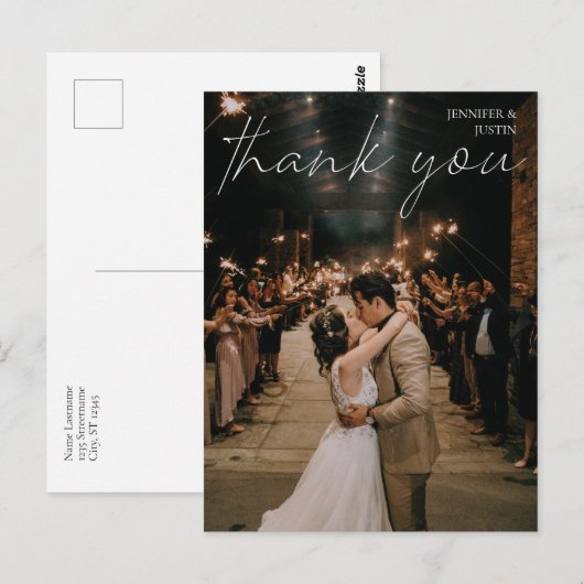 Foto moderne handschrift typografie Dank u Briefkaart (Voorkant / Achterkant)