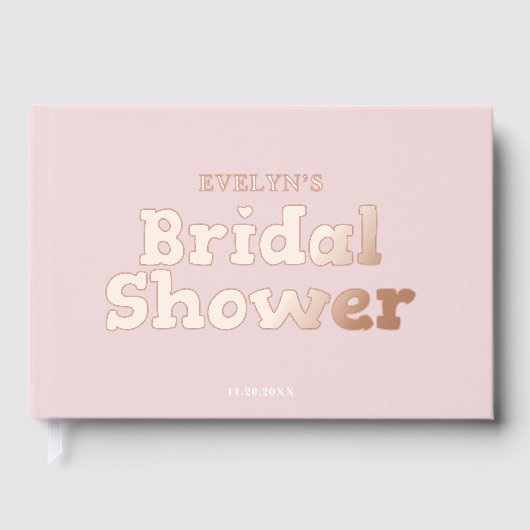 Foto Moderne Hart Roze Bruiloftsfeest Gastenboek (Voorkant)