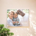 Foto moderne kalligrafie canvas afdruk<br><div class="desc">Moderne familienaam op wit kalligrafiescript en uw foto.</div>