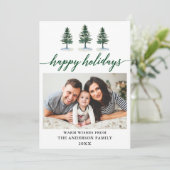 Foto moderne kalligrafie groene Waterverf Feestdagenkaart (Staand voorkant)