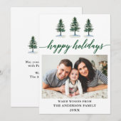 Foto moderne kalligrafie groene Waterverf Feestdagenkaart (Voorkant / Achterkant)