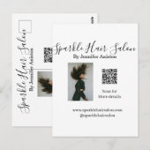 Foto moderne kapsalon kleine bedrijven QR-code Briefkaart (Voorkant / Achterkant)