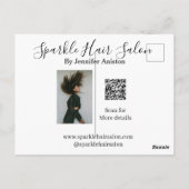 Foto moderne kapsalon kleine bedrijven QR-code Briefkaart (Achterkant)