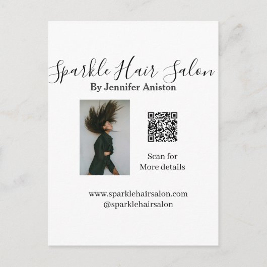 Foto moderne kapsalon kleine bedrijven QR-code Briefkaart (Voorkant)