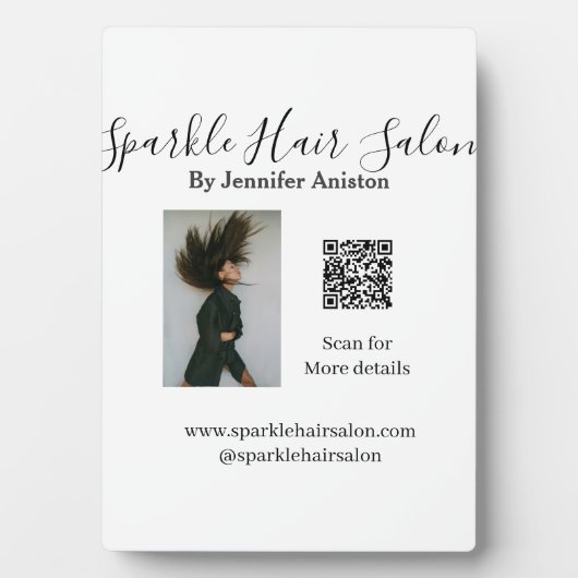 Foto moderne kapsalon kleine bedrijven QR-code Fotoplaat (voorkant)
