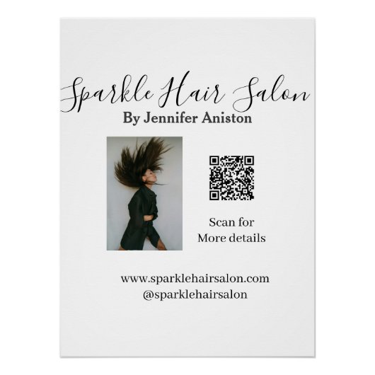 Foto moderne kapsalon kleine bedrijven QR-code Perfect Poster (Voorkant)