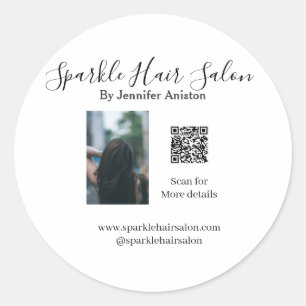 Foto moderne kapsalon kleine bedrijven QR-code Ronde Sticker