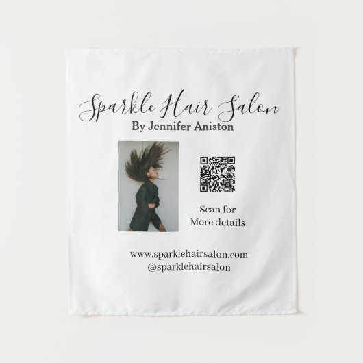 Foto moderne kapsalon kleine bedrijven QR-code Wandkleed (Voorkant)