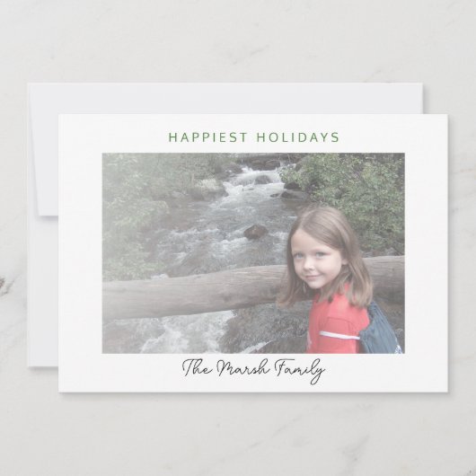 Foto Moderne kerstStippen White Border Happest Feestdagenkaart (Voorkant)