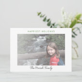 Foto Moderne kerstStippen White Border Happest Feestdagenkaart (Staand voorkant)