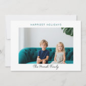 Foto Moderne kerstStippen White Border Happest Feestdagenkaart (Voorkant)