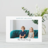 Foto Moderne kerstStippen White Border Happest Feestdagenkaart (Staand voorkant)