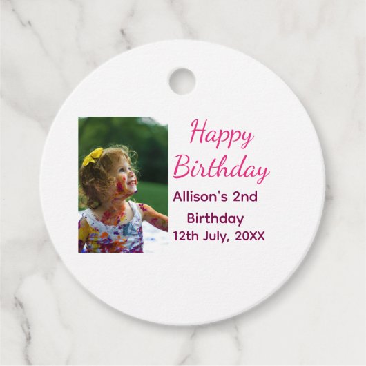 Foto moderne klassieker toevoegen naam datum geluk bedankjes labels (Voorkant)