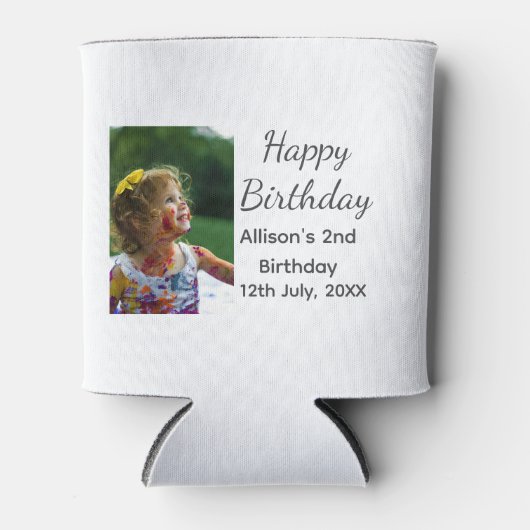 Foto moderne klassieker toevoegen naam datum geluk blikjeskoeler (Voorkant)