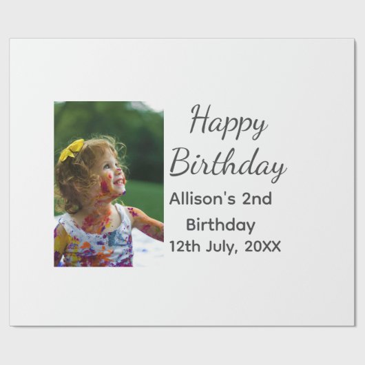 Foto moderne klassieker toevoegen naam datum geluk cadeaupapier (Vlak)