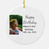 Foto moderne klassieker toevoegen naam datum geluk keramisch ornament (Achterkant)