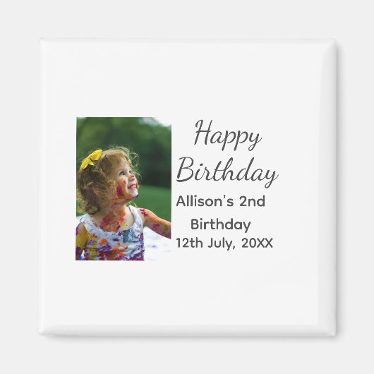 Foto moderne klassieker toevoegen naam datum geluk magneet (Voorkant)