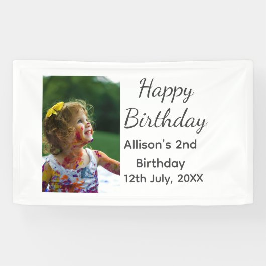 Foto moderne klassieker toevoegen naam datum geluk spandoek (Horizontaal)