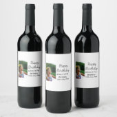 Foto moderne klassieker toevoegen naam datum geluk wijn etiket (Flessen)