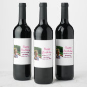 Foto moderne klassieker toevoegen naam datum geluk wijn etiket (Flessen)