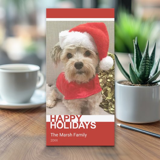 Foto - Moderne kleurenblok - Rood kerstfeest Feestdagenkaart