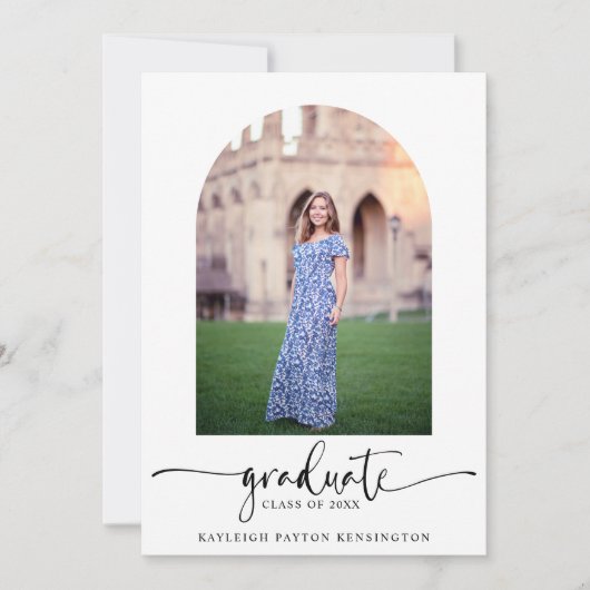 Foto moderne legant script Afstuderen Aankondiging (Voorkant)