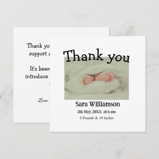 Foto moderne minimale bewerken geboorte aankondigi aankondiging (Voorkant / Achterkant)