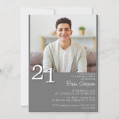 Foto Moderne Minimalistische Grijs 21e Verjaardag Kaart (Voorkant)