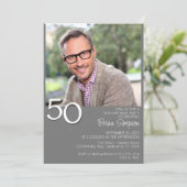Foto Moderne Minimalistische Grijs 50ste Verjaarda Kaart (Staand voorkant)