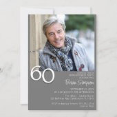 Foto Moderne Minimalistische Grijs 60e Verjaardag Kaart (Voorkant)