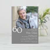 Foto Moderne Minimalistische Grijs 60e Verjaardag Kaart (Staand voorkant)