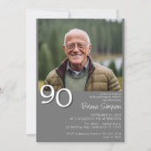 Foto Moderne Minimalistische Grijs 90ste Verjaarda Kaart (Voorkant)