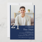 Foto Moderne Minimalistische Marine Blauw 21e Verj Kaart (Voorkant)