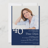 Foto Moderne Minimalistische Marine Blauw 40e Verj Kaart (Voorkant)