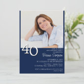 Foto Moderne Minimalistische Marine Blauw 40e Verj Kaart (Staand voorkant)