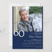 Foto Moderne Minimalistische Marine Blauw 60e Verj Kaart (Voorkant)