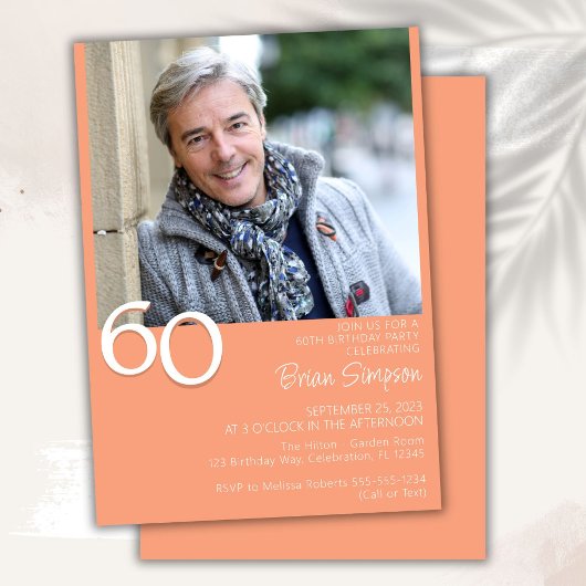 Foto Moderne Minimalistische Peah 60e verjaardag Kaart