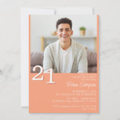 Foto Moderne minimalistische perzik 21e verjaardag Kaart (Voorkant)