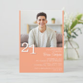 Foto Moderne minimalistische perzik 21e verjaardag Kaart (Staand voorkant)