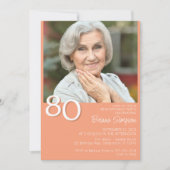 Foto Moderne minimalistische perzik 80e verjaardag Kaart (Voorkant)